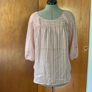 LC Lauren Conrad pink sheer stripe 1/2 sleeve blouse M